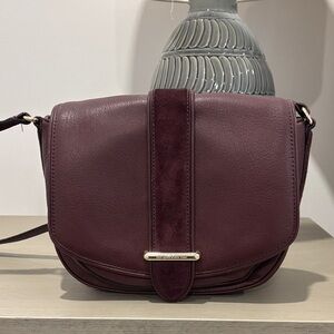 kate spade Burgundy Leather Suede-Trim Crossbody